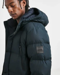 BOSS Dark Blue Long Padded Coat
