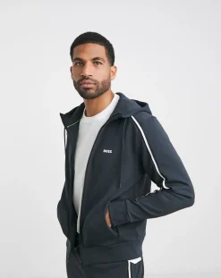 BOSS Dark Blue Oversized Full Zip Hoodie