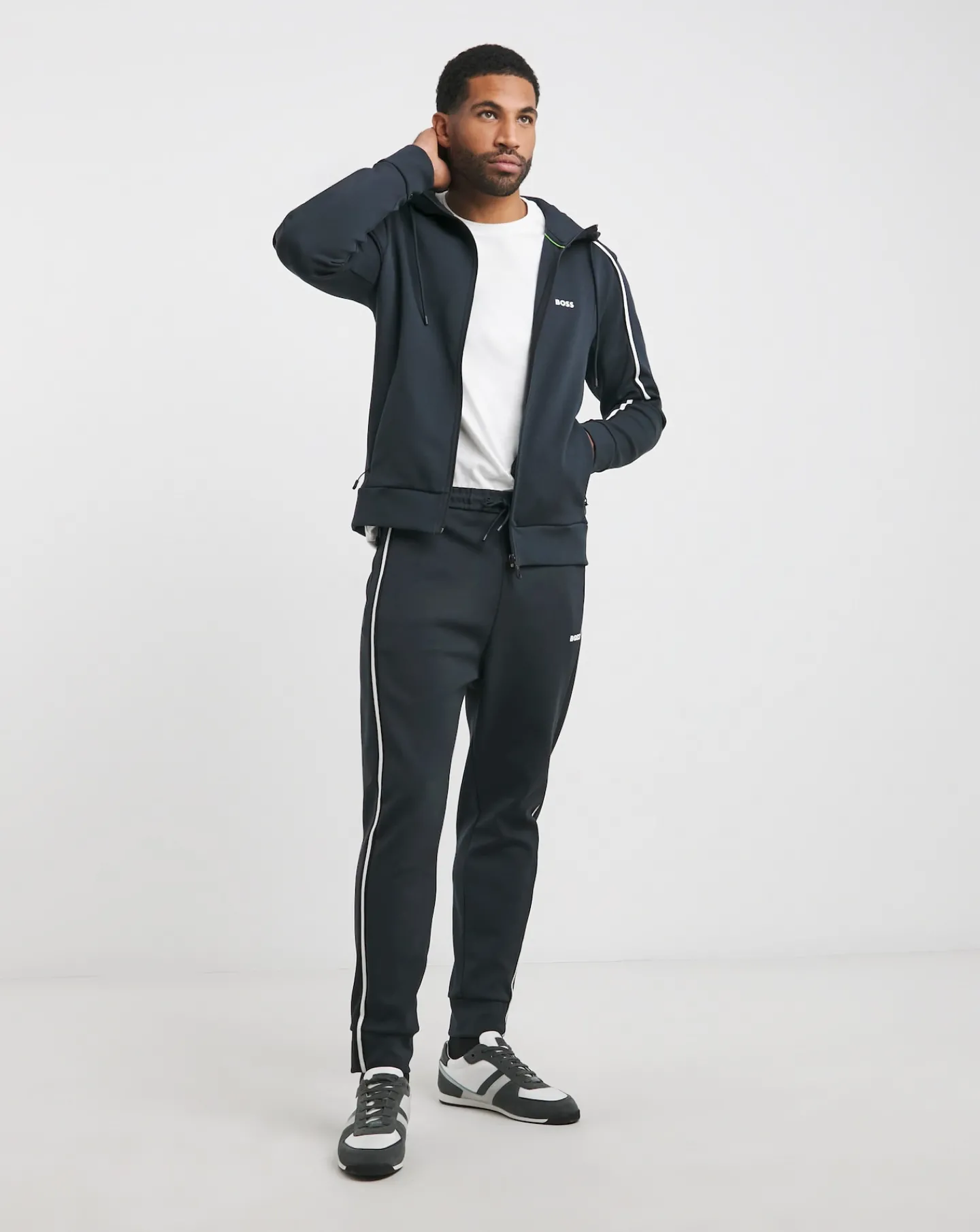BOSS Dark Blue Oversized Full Zip Hoodie