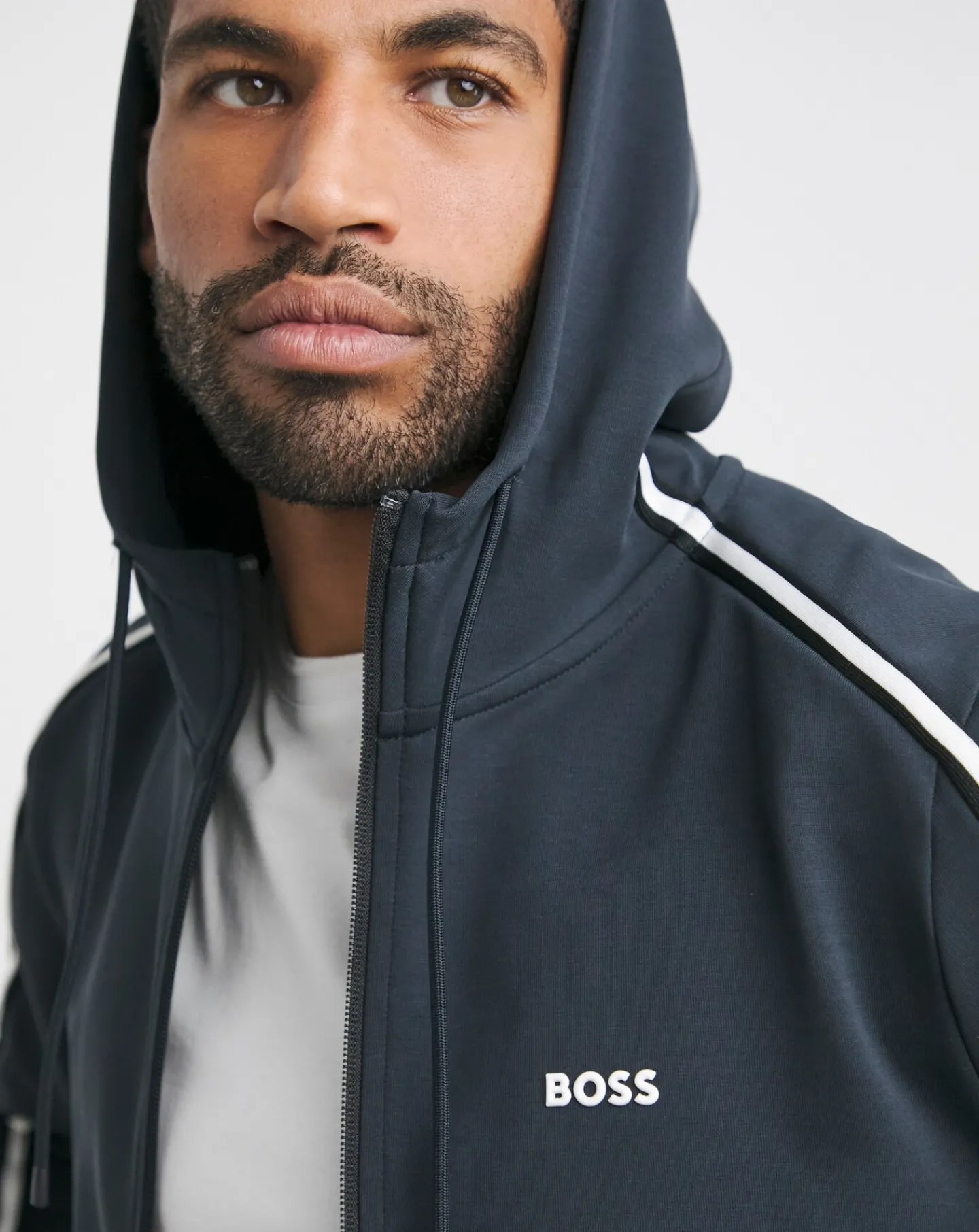 BOSS Dark Blue Oversized Full Zip Hoodie