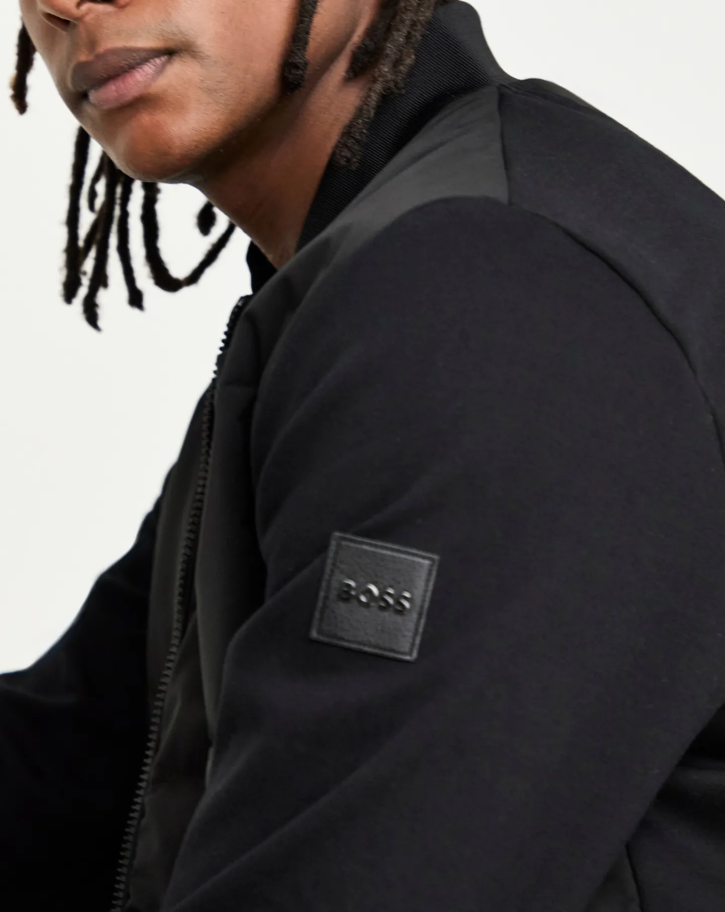 BOSS Fabric Mix Bomber Sweat Jacket
