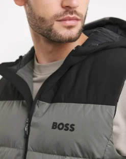 BOSS Grey Colourblock Hooded Gilet