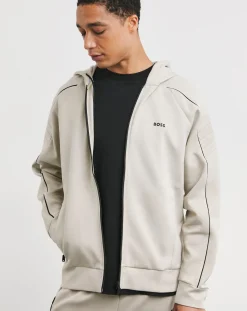 BOSS Light Beige Classic Full Zip Hoodie