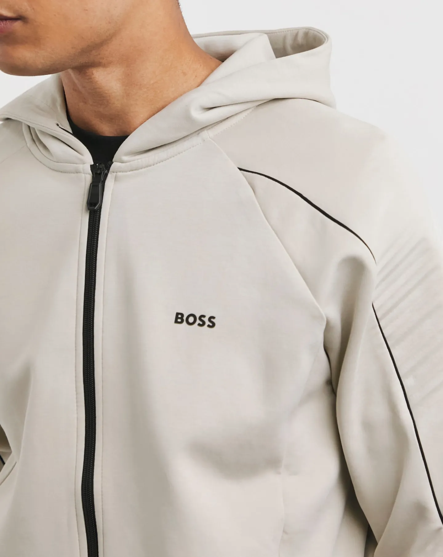 BOSS Light Beige Classic Full Zip Hoodie