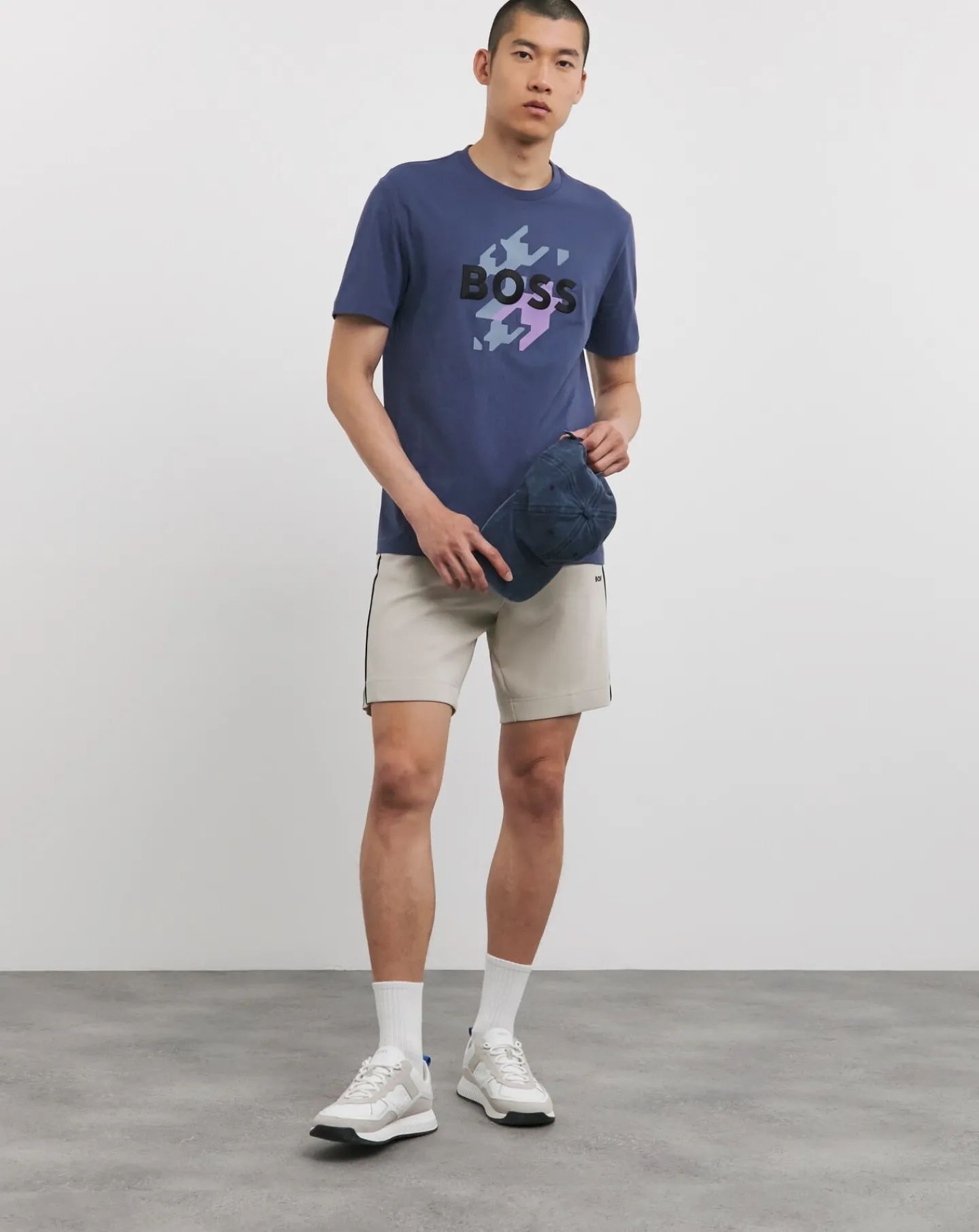 BOSS Light Beige Small Logo Sweat Shorts