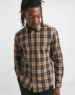 BOSS Long Sleeve Beige Check Shirt