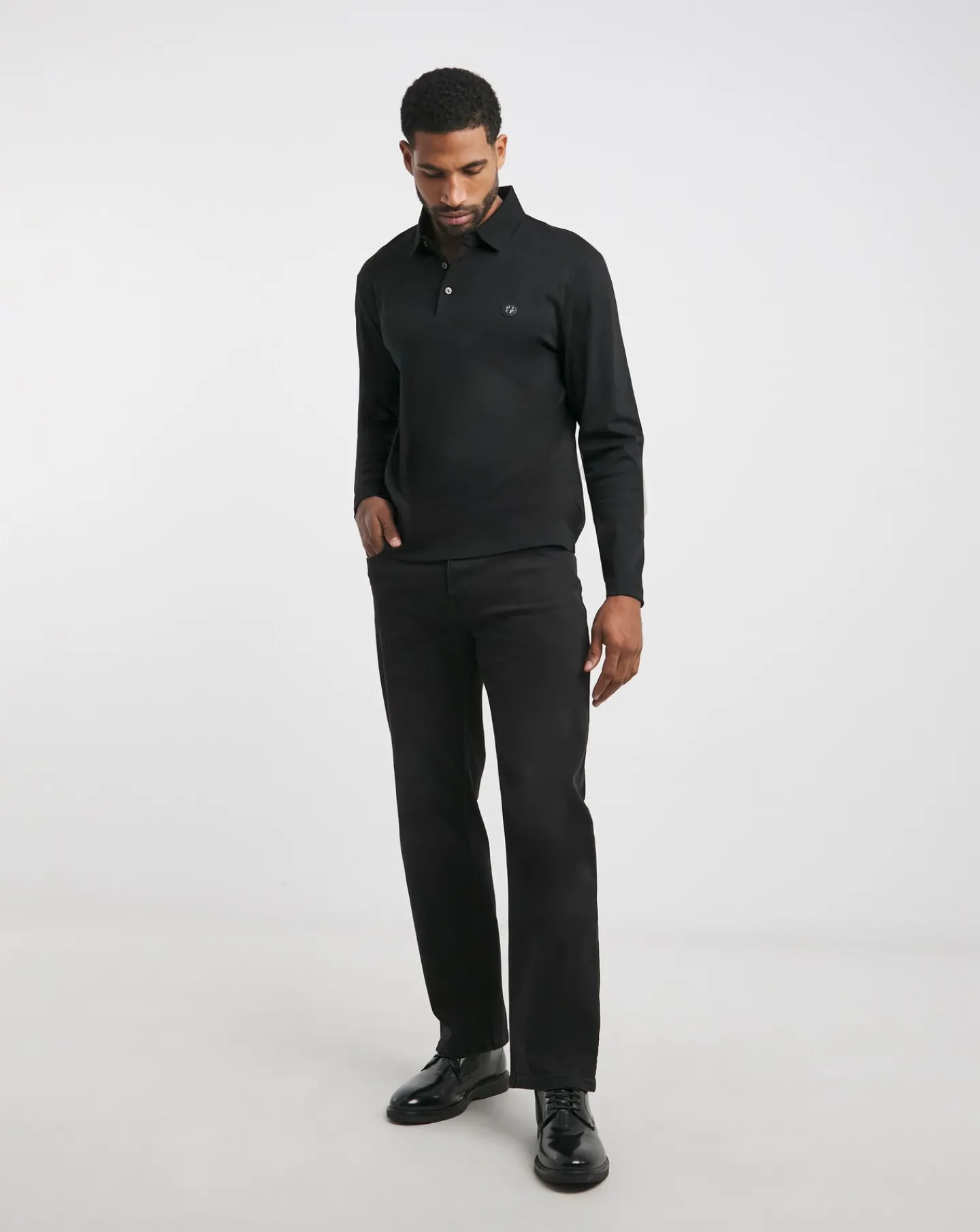 BOSS Long Sleeve Metal Badge Polo