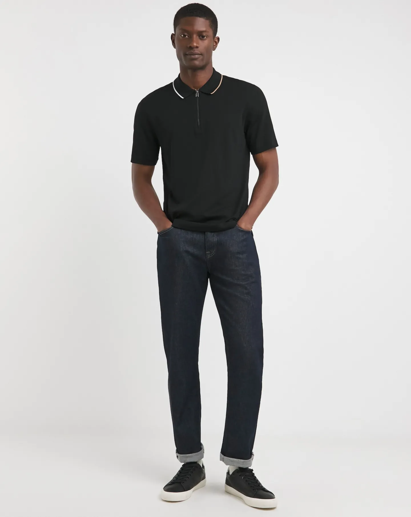 BOSS Short Sleeve Zip Neck Polo