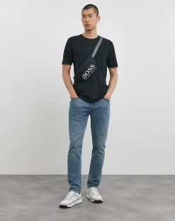 BOSS Short Sleeve Chest Stripe Dark Blue T-Shirt