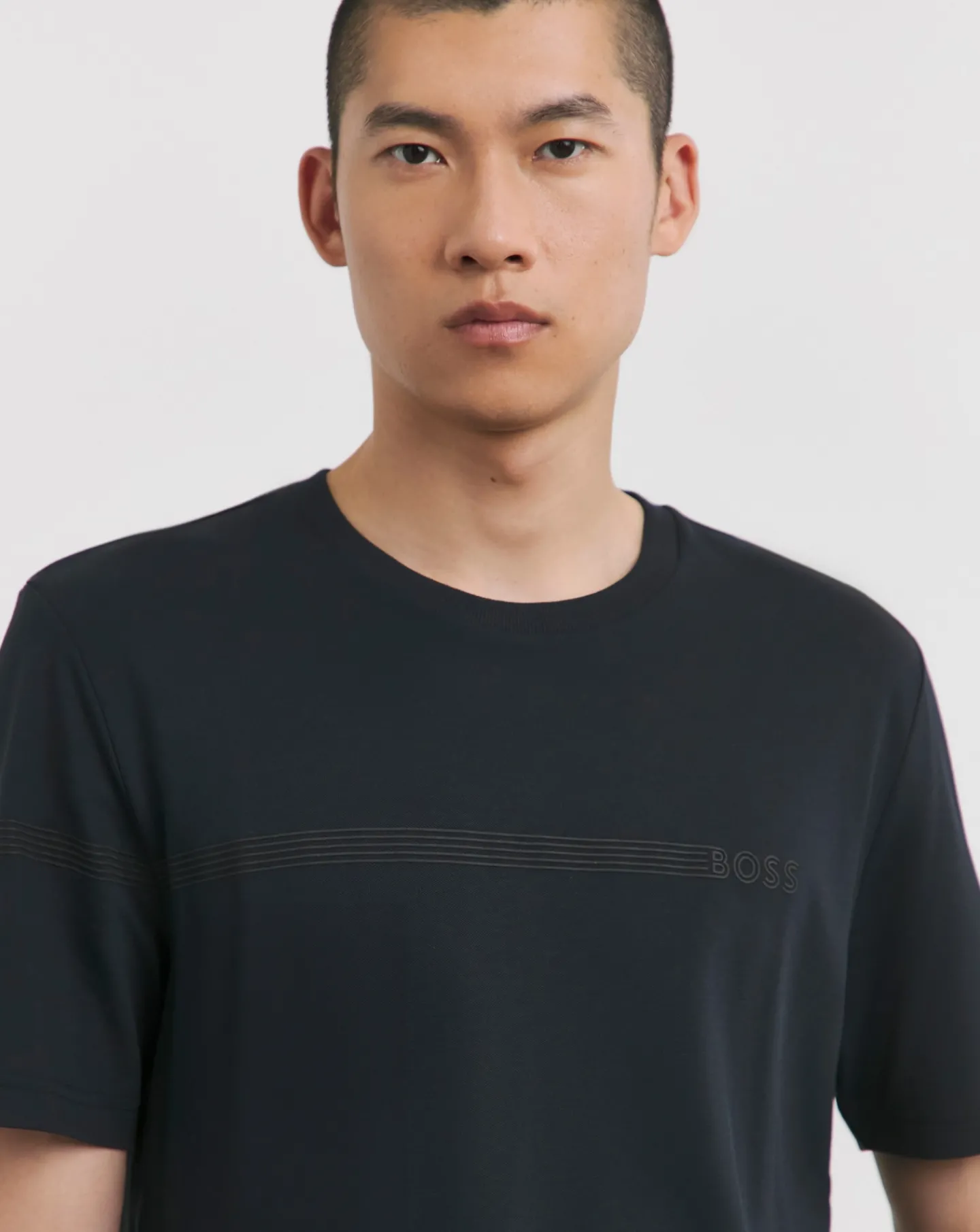 BOSS Short Sleeve Chest Stripe Dark Blue T-Shirt