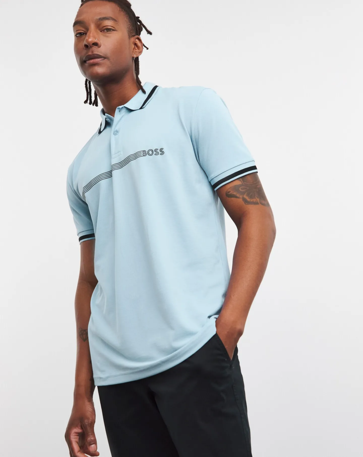 BOSS Short Sleeve Chest Stripe Polo
