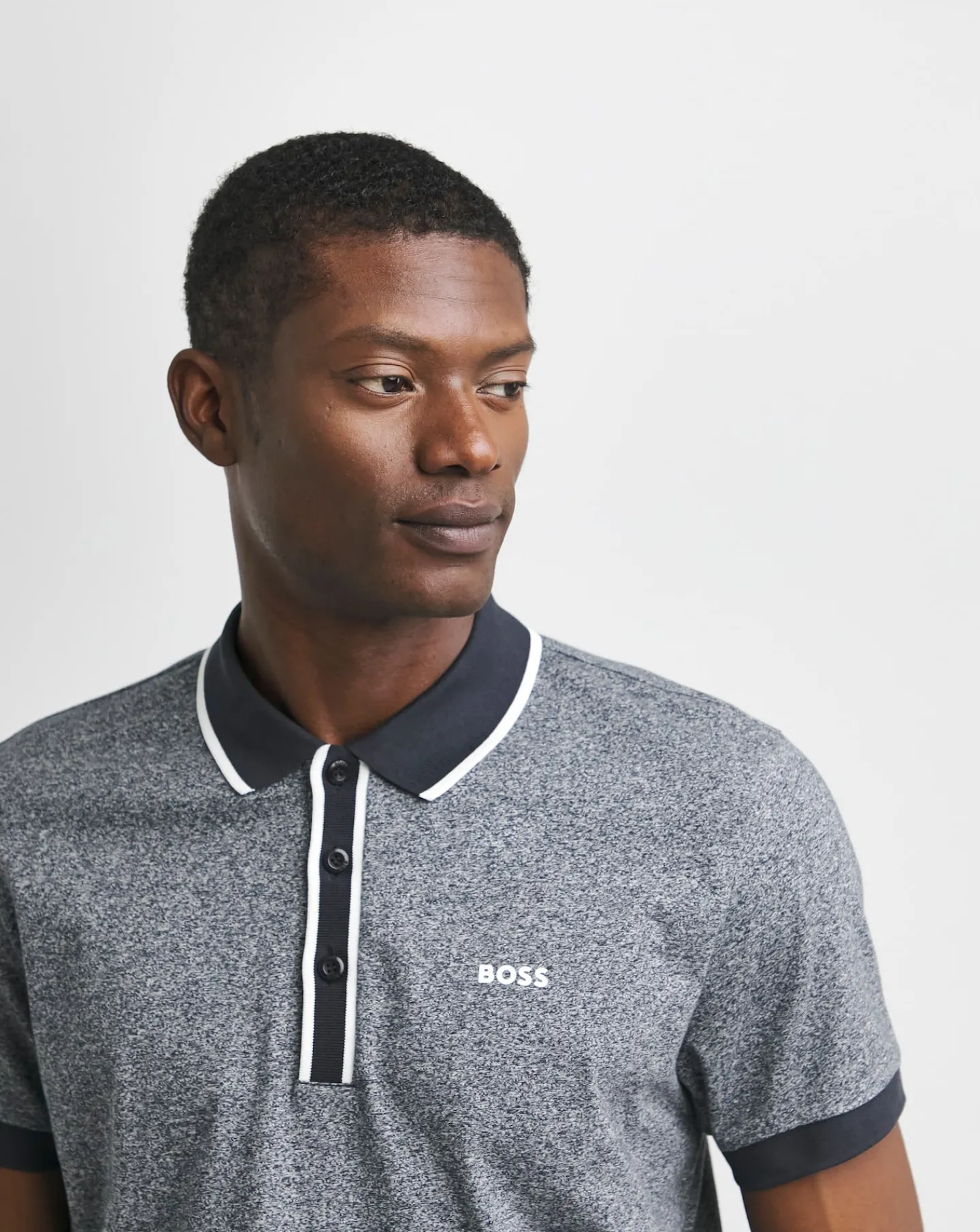 BOSS Short Sleeve Dark Blue Contrast Placket Polo