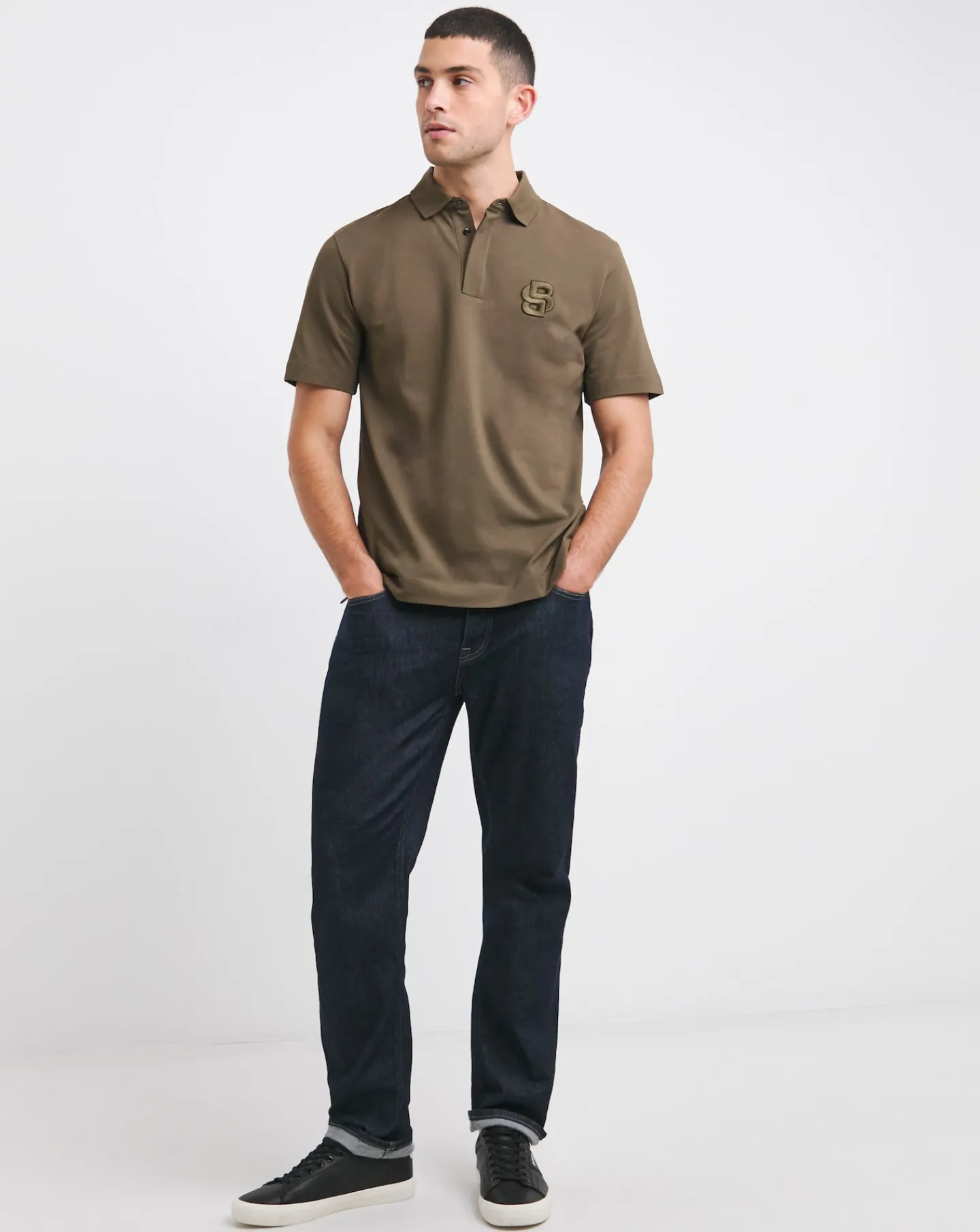 BOSS Short Sleeve Green BB Embroidered Polo