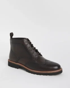 Jacamo Brogue Leather Lace Up Boot Wide