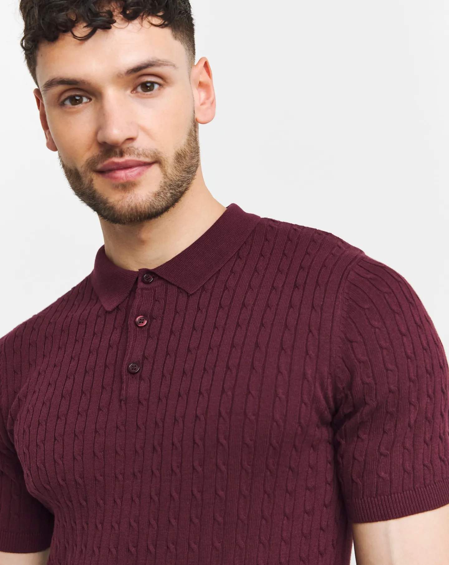 Jacamo Cable Knitted Polo