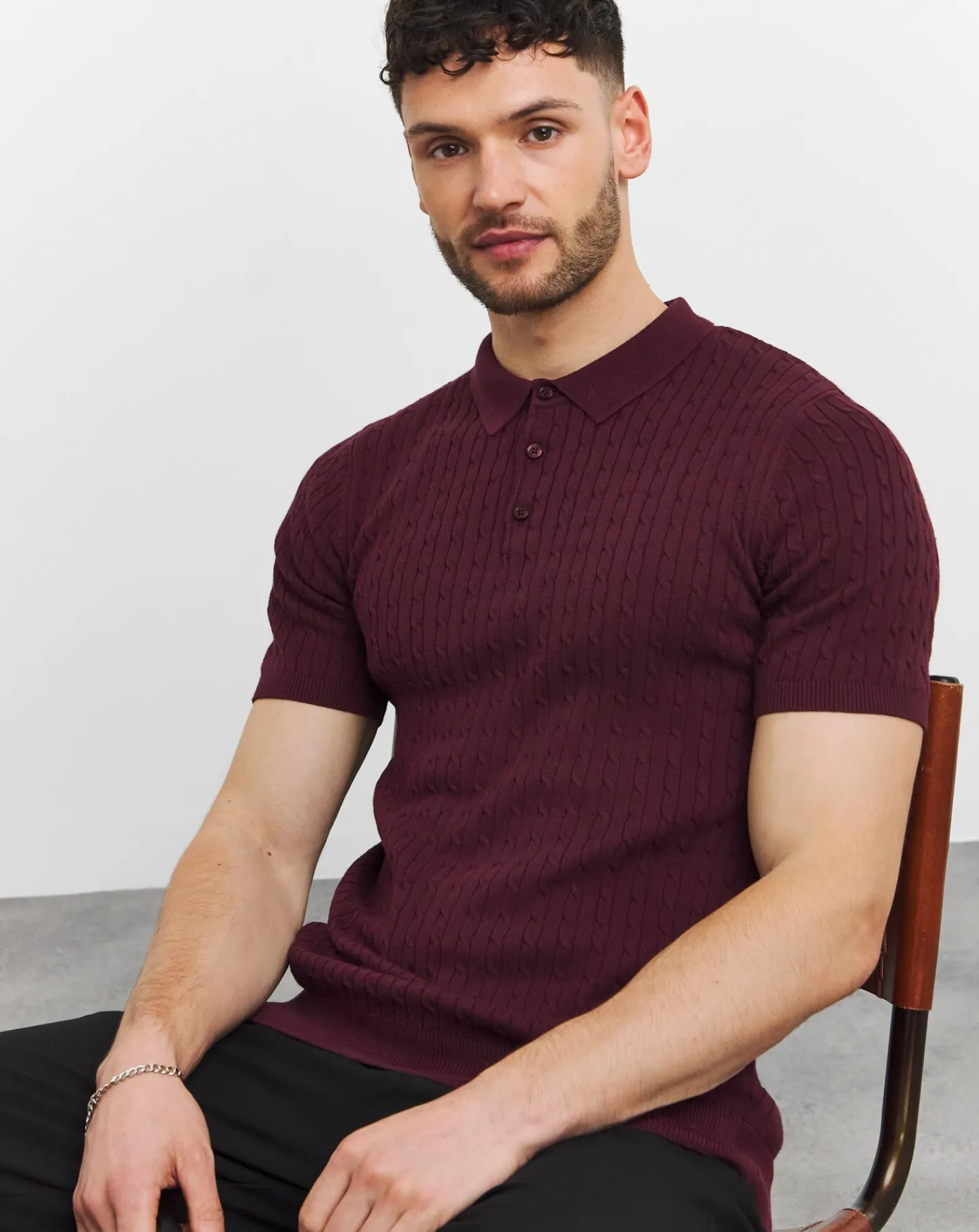 Jacamo Cable Knitted Polo