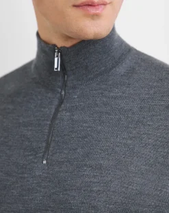 Calvin Klein Merino Quarter Zip Dark Grey Jumper