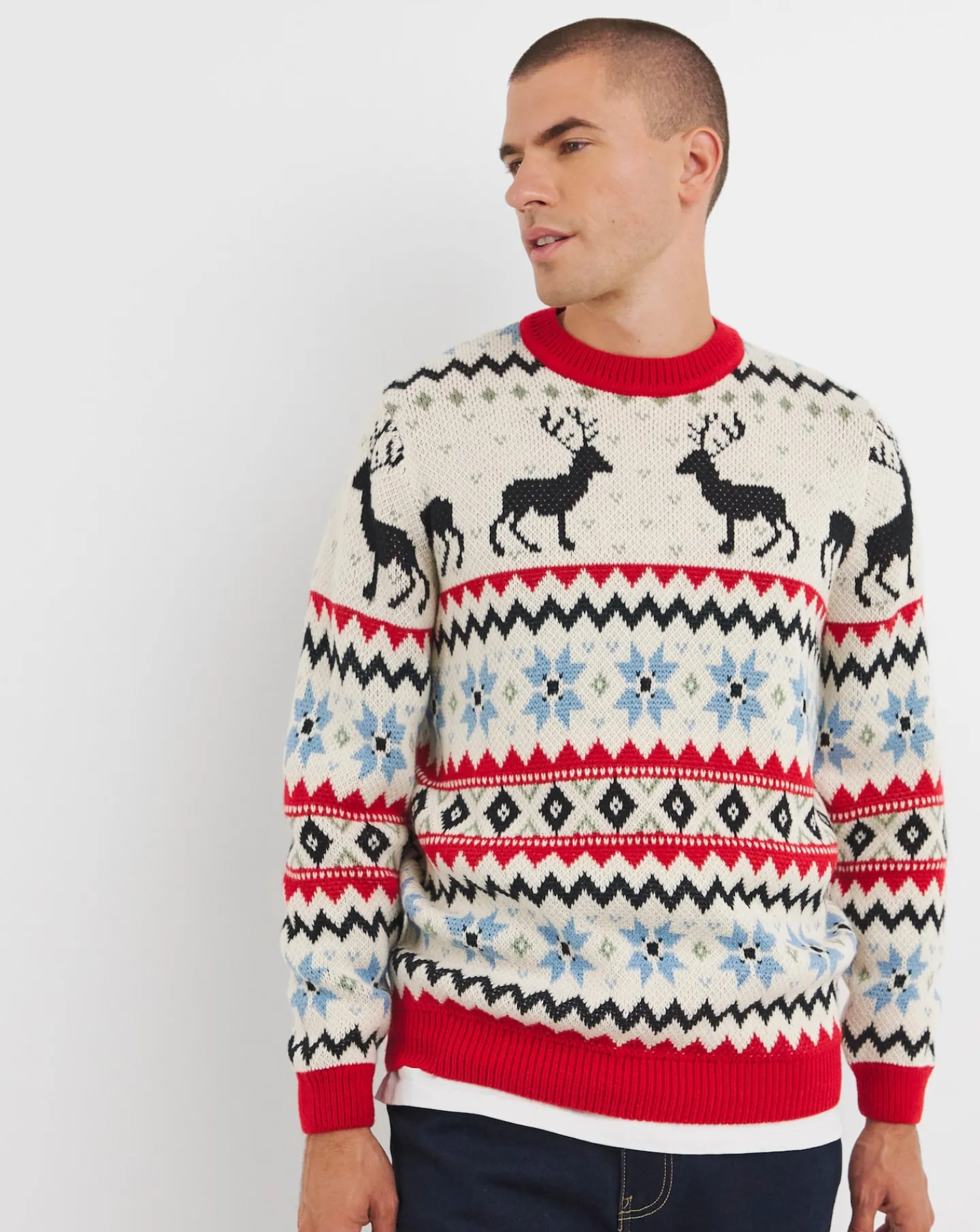 Jacamo Christmas Fairisle Relaxed Fit Jumper
