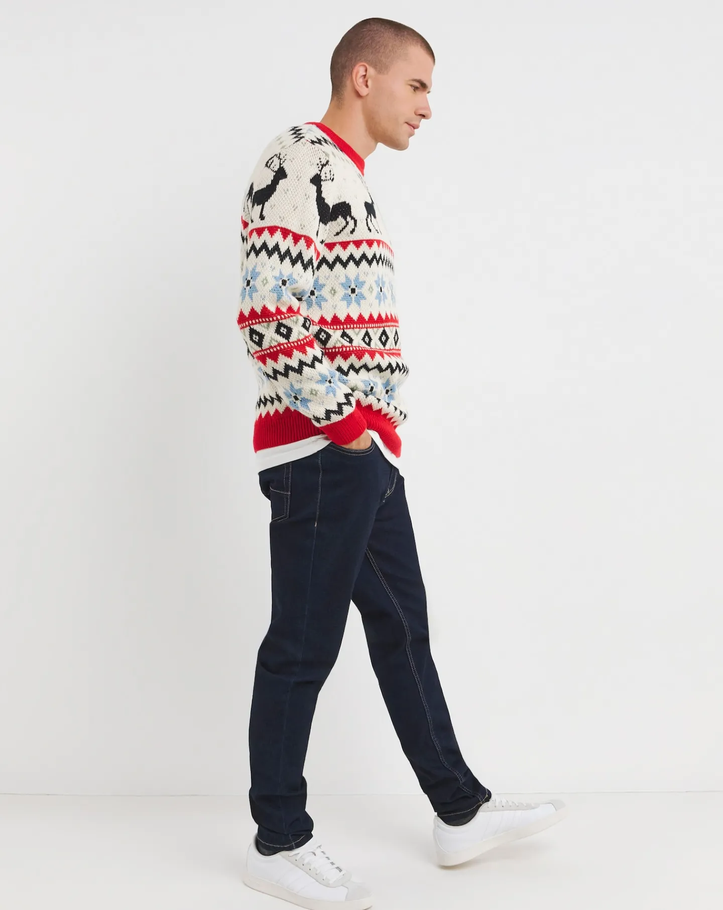 Jacamo Christmas Fairisle Relaxed Fit Jumper