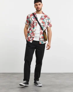Jacamo Coral Floral Print Cuban Collar Shirt