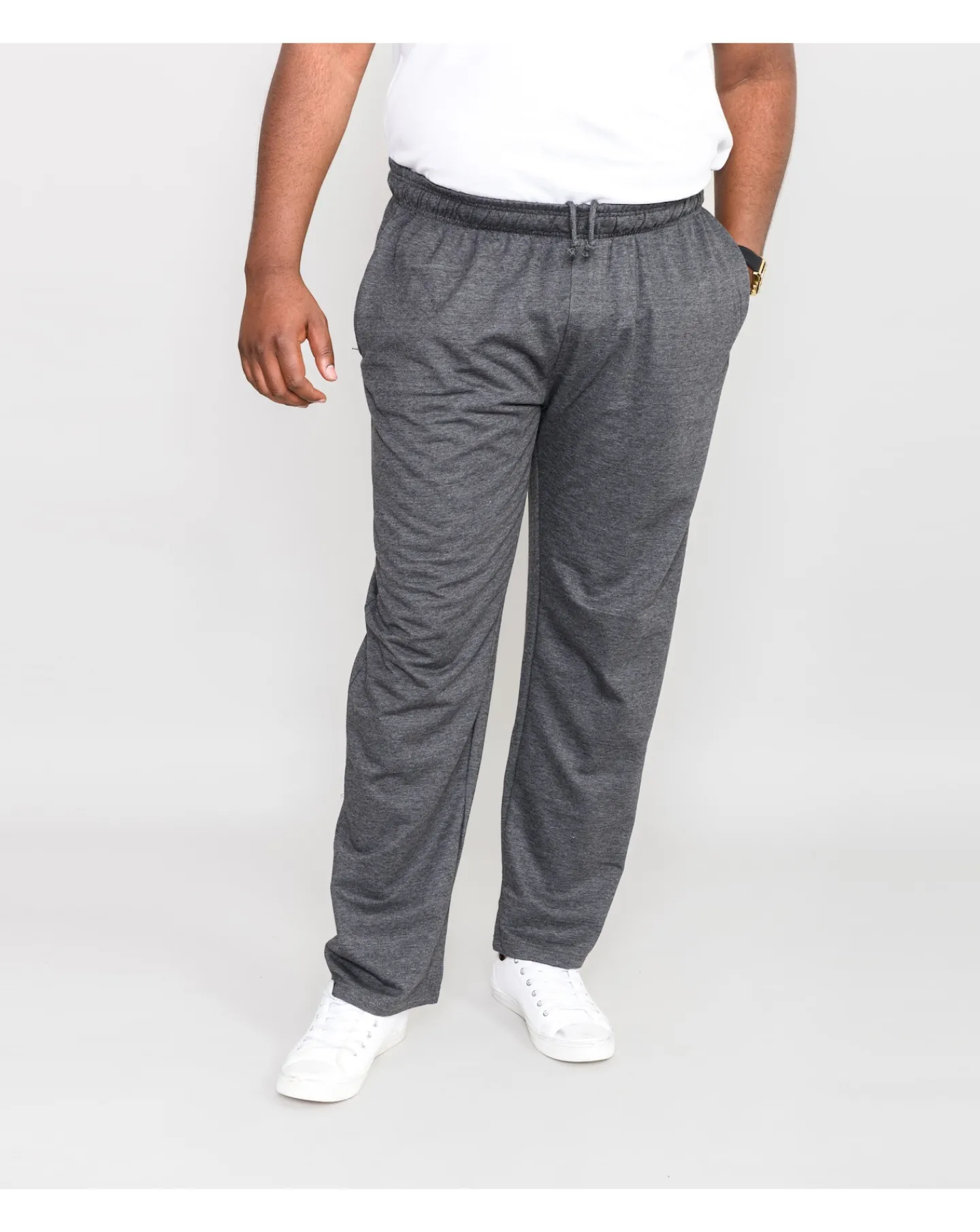 D555 Rory Lightweight Cotton Jogging Bottom With Open Hem & Zipper Pockets Grey
