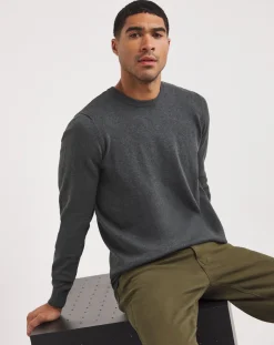 Jacamo Dark Grey Marl Knitted Crew Neck Jumper