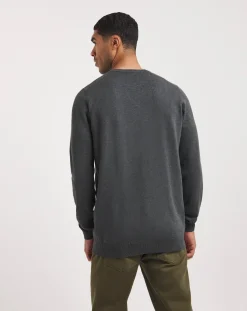 Jacamo Dark Grey Marl Knitted Crew Neck Jumper