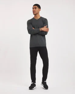 Jacamo Dark Grey Marl V Neck Knitted Jumper