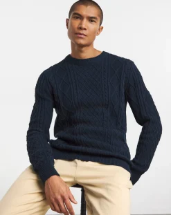 Jacamo Dark Cable Knit Crew Neck