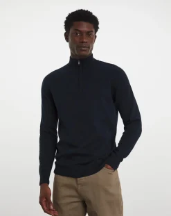 Jacamo Dark Cotton 1/4 Zip Funnel Knit Top