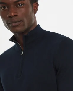 Jacamo Dark Cotton 1/4 Zip Funnel Knit Top
