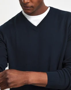 Jacamo Dark Cotton V Neck Knitted Jumper