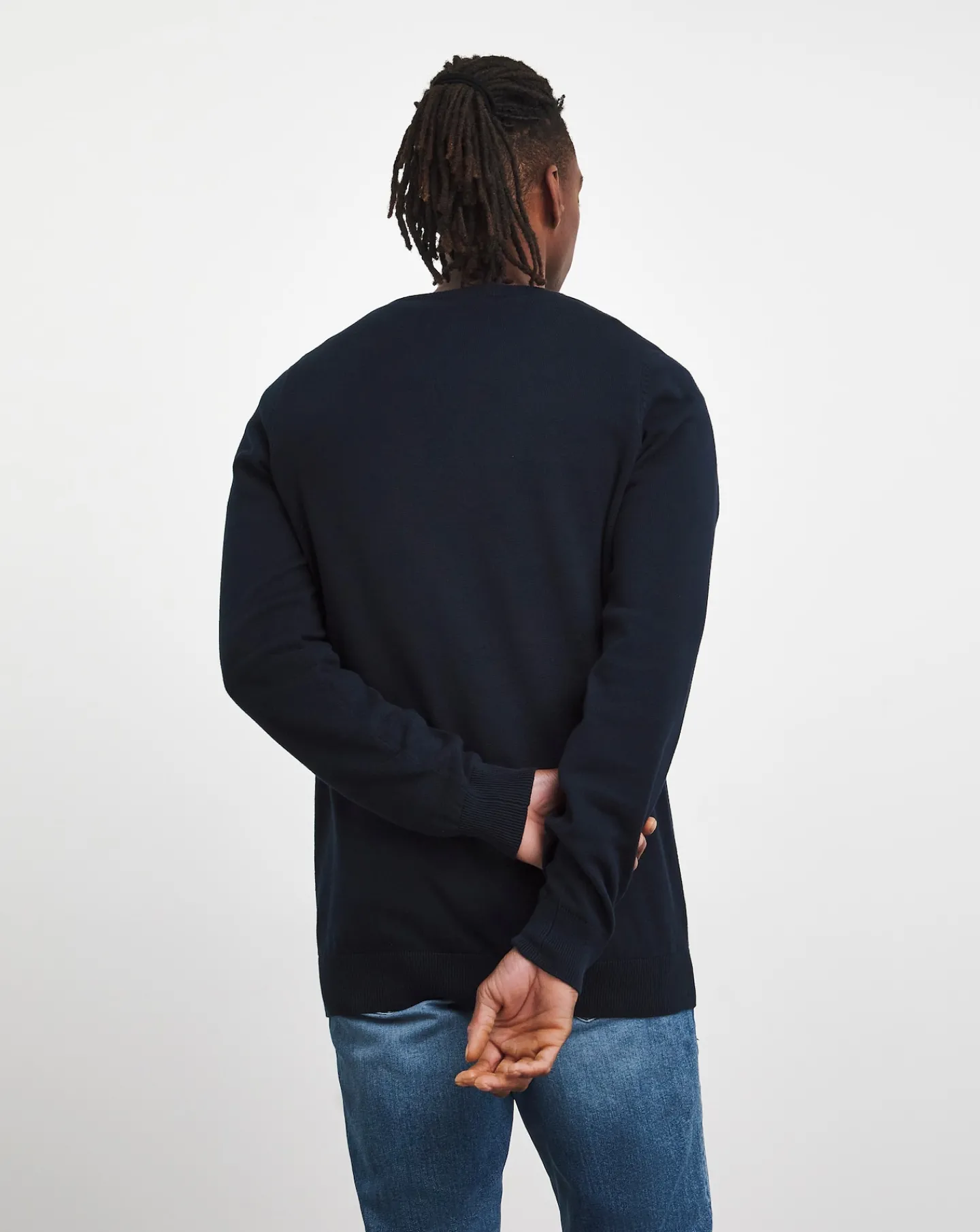 Jacamo Dark Cotton V Neck Knitted Jumper