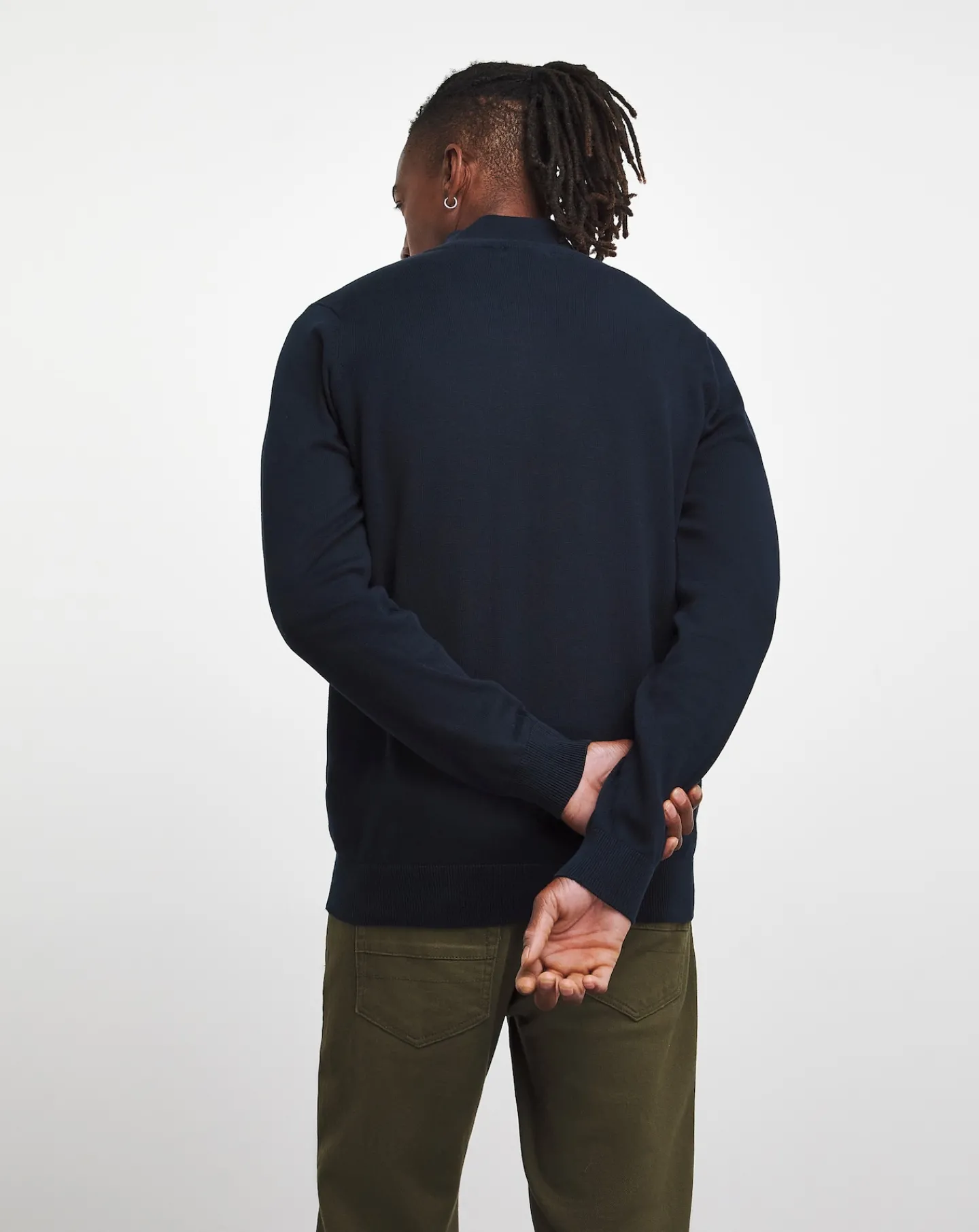 Jacamo Dark Zip Through Funnel Neck Knit Cardigan