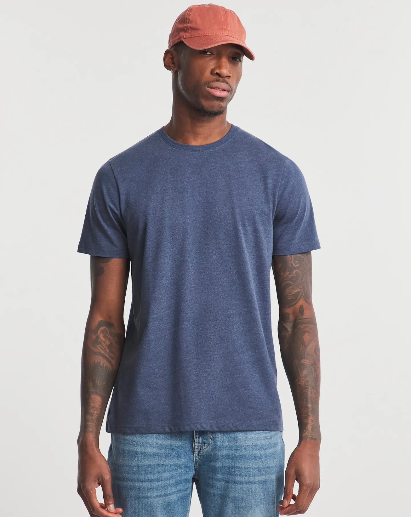 Jacamo Denim Marl Crew Neck T-Shirt Long