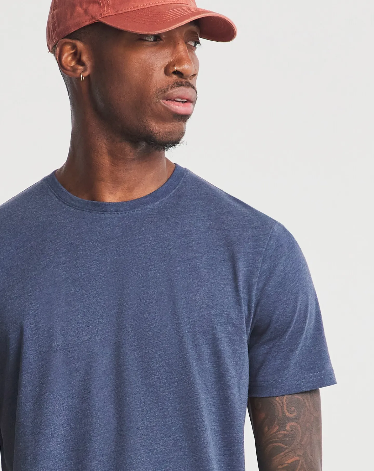 Jacamo Denim Marl Crew Neck T-Shirt Long