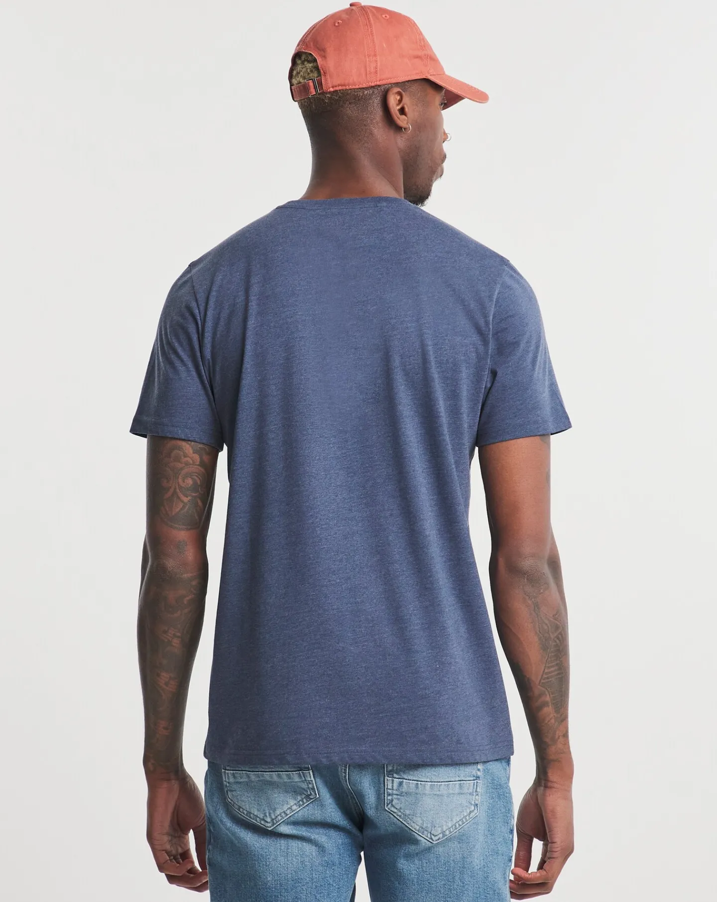Jacamo Denim Marl Crew Neck T-Shirt Long