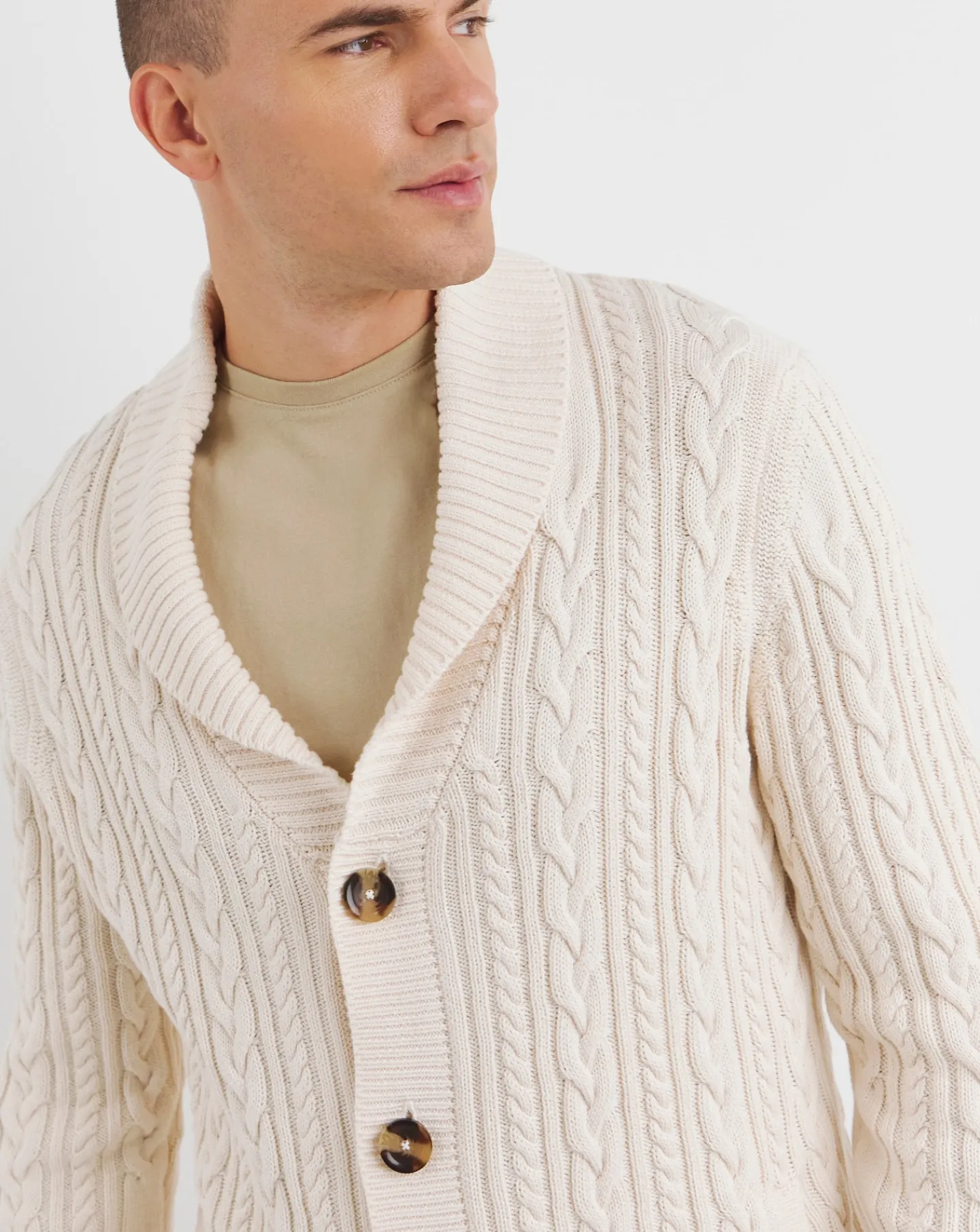 Jacamo Cable Knit Shawl Neck Cardigan