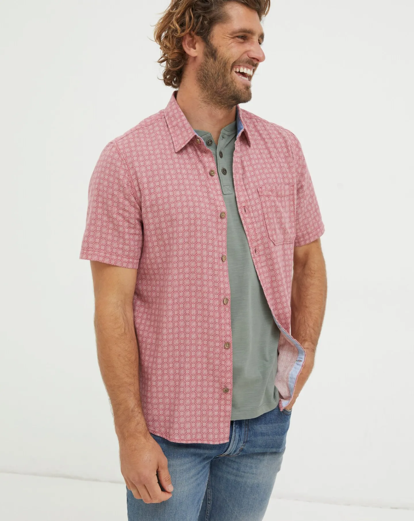 FatFace Linear Short Sleeve Print Shirt