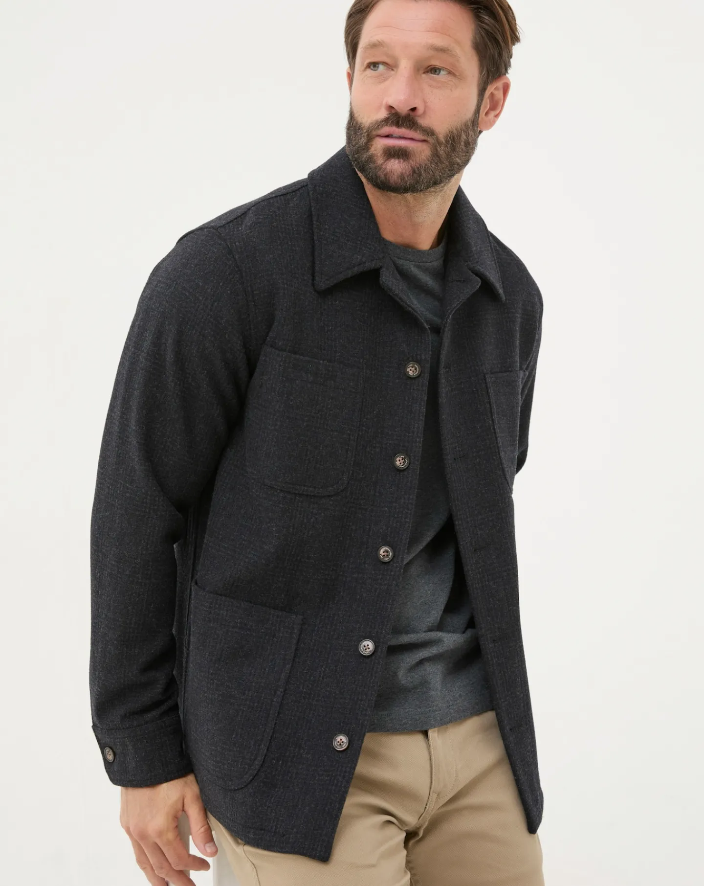 FatFace Wool Check Worker Jacket
