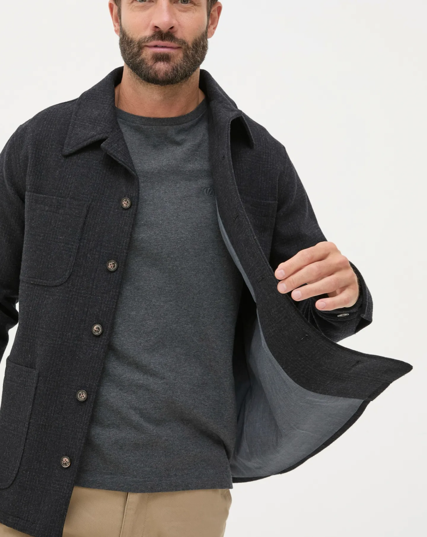 FatFace Wool Check Worker Jacket