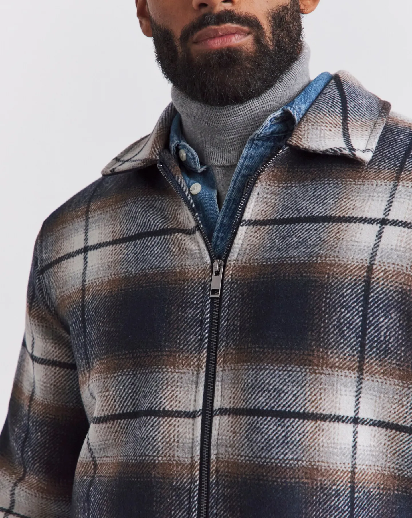 Jacamo Faux Wool Check Zip Detail Shacket