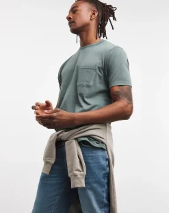 Jacamo Garment Dyed Pocket T-Shirt Long