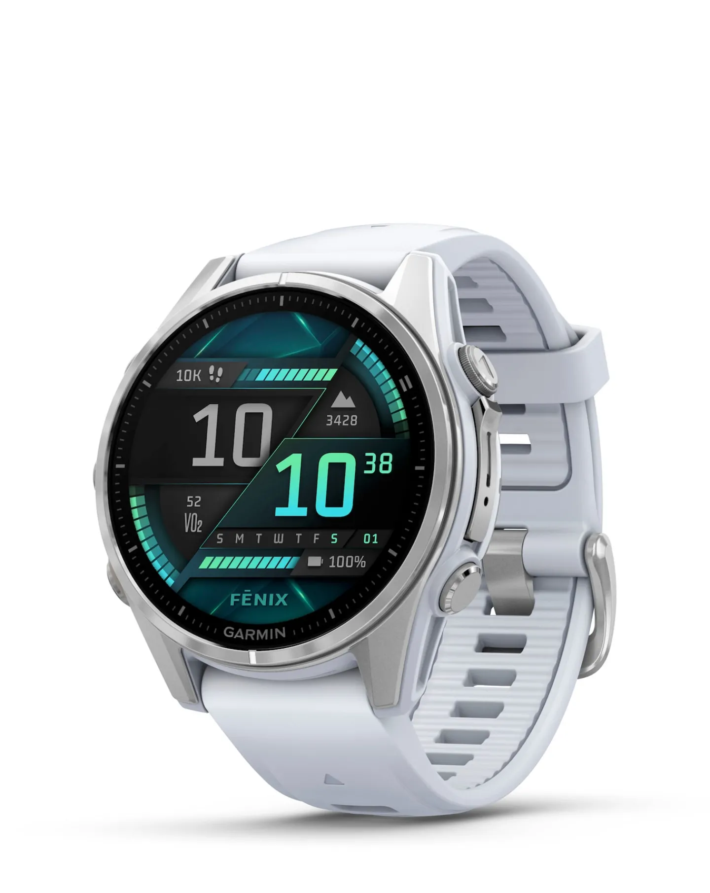 Garmin Fenix 8 43mm Amoled Smart Watch - with Whitestone Silicone Band