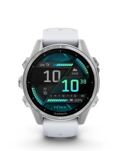 Garmin Fenix 8 43mm Amoled Smart Watch - with Whitestone Silicone Band