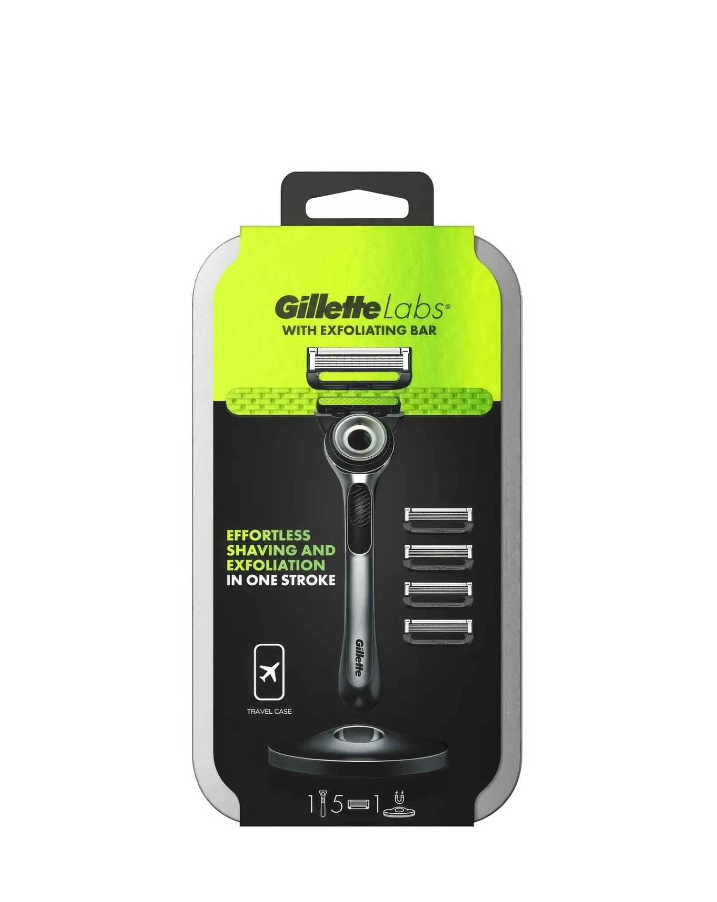Gillette Labs Exfoliating Razor, Travel Case, and 4 Razor Blades