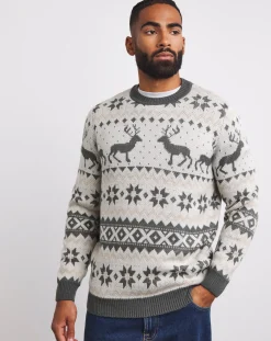 Jacamo Christmas Fairisle Crew Neck Jumper