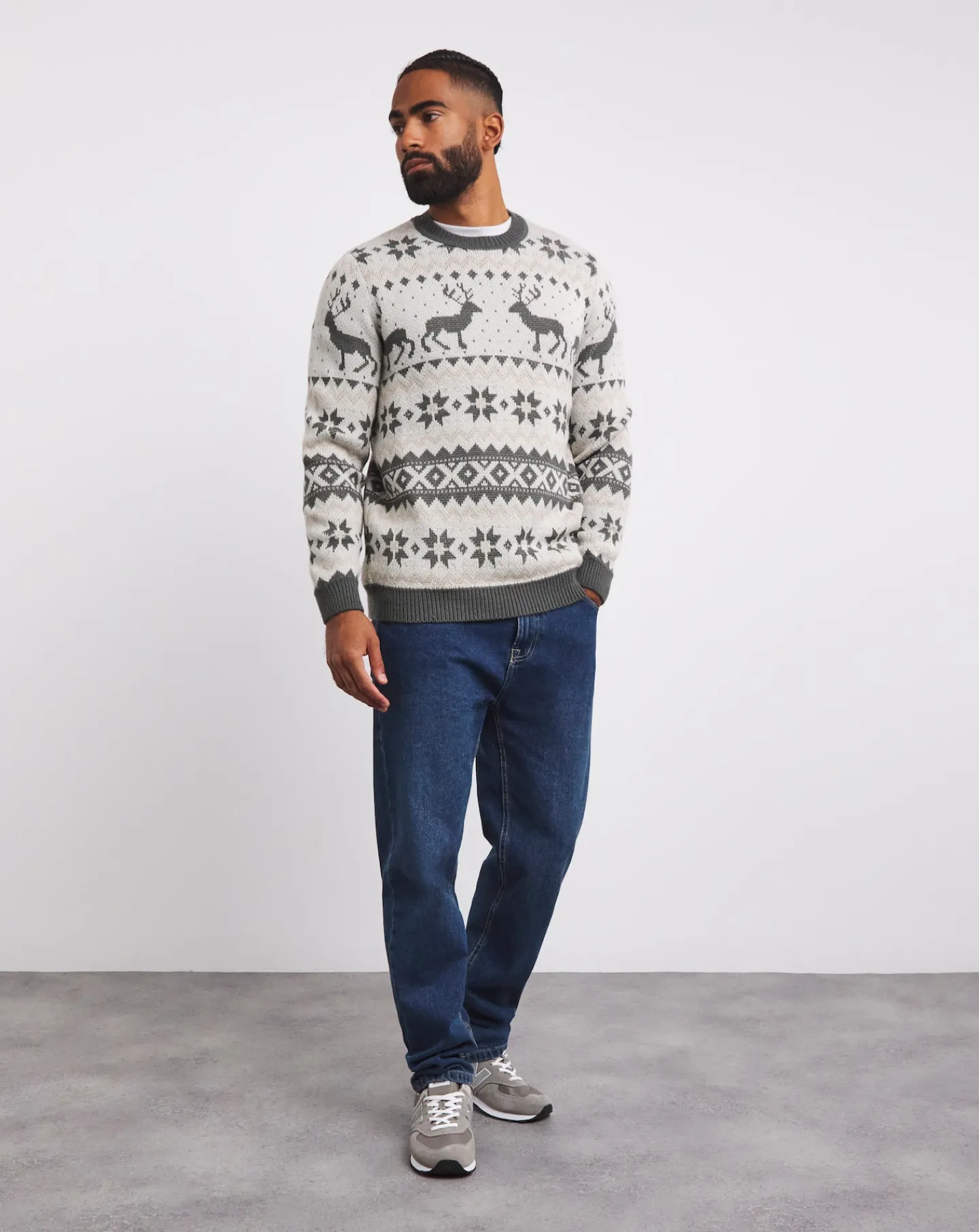 Jacamo Christmas Fairisle Crew Neck Jumper