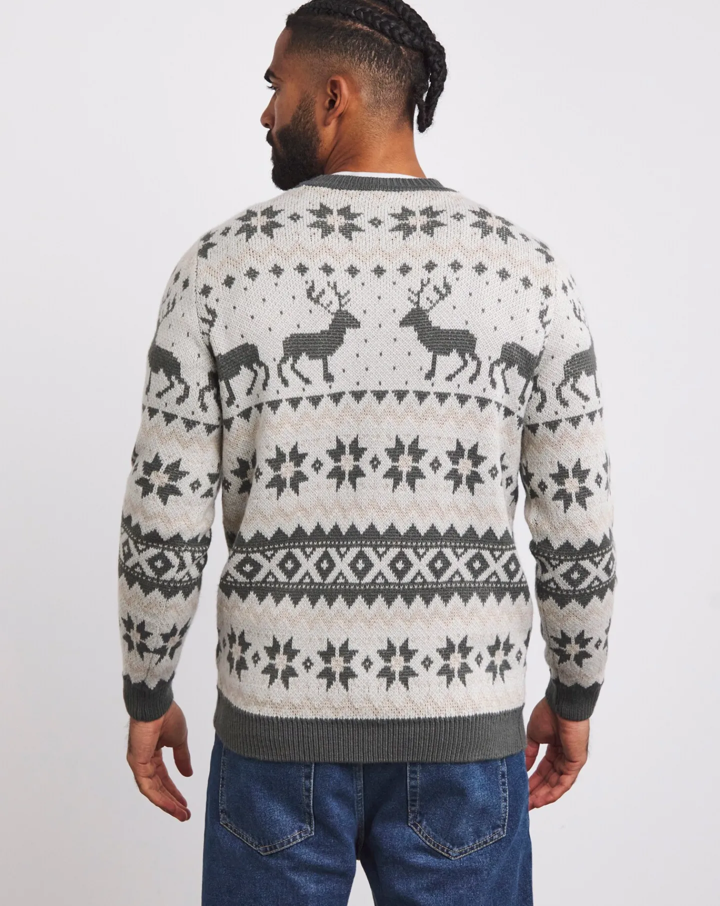 Jacamo Christmas Fairisle Crew Neck Jumper