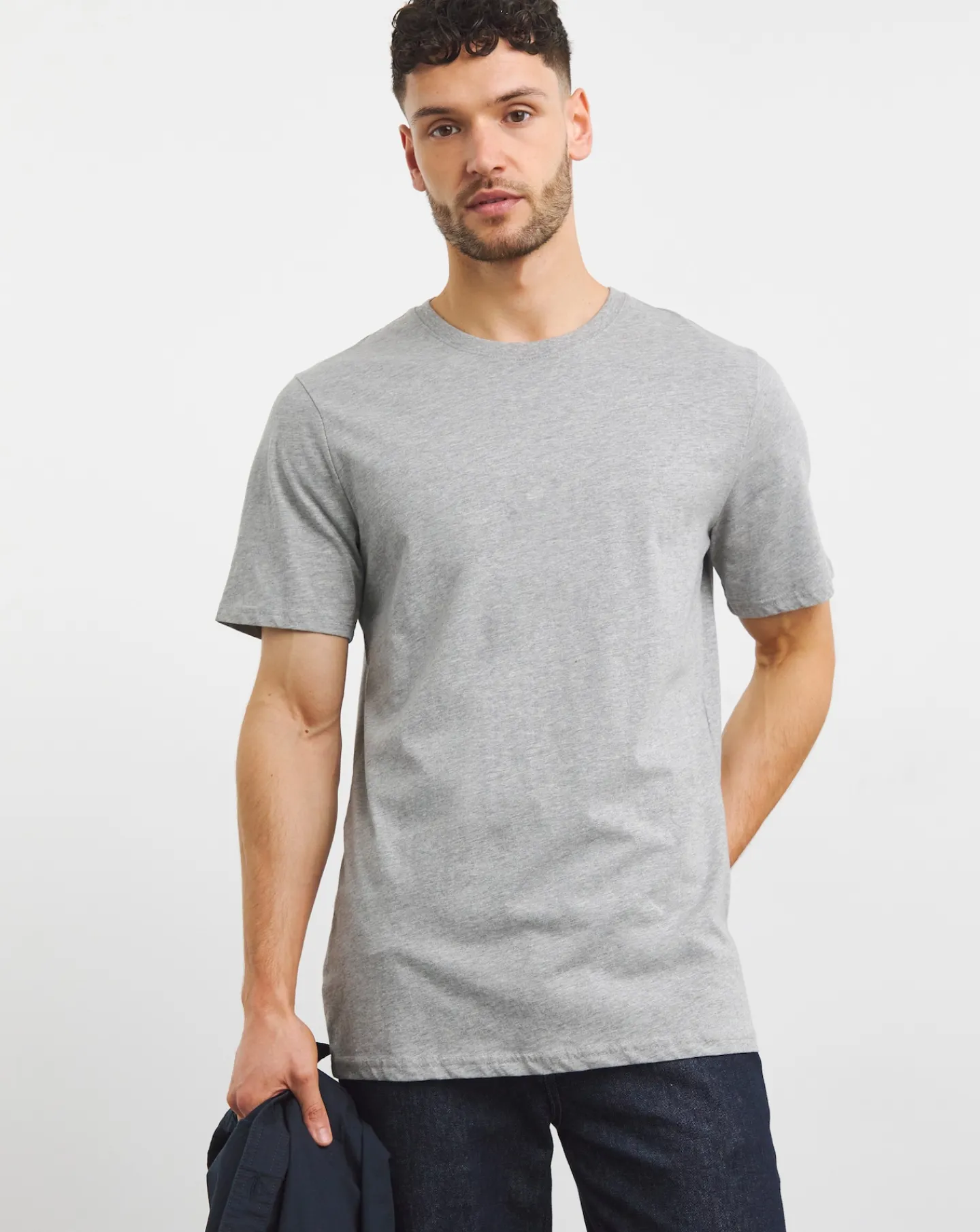 Jacamo Grey Crew Neck T-shirt Long